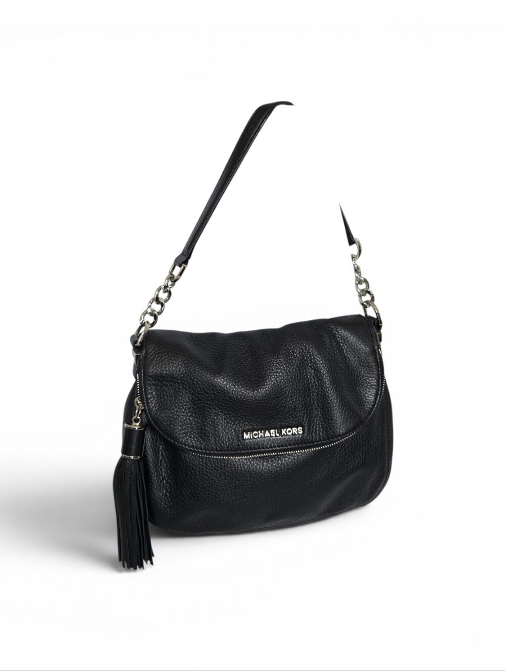Michael Kors Bedford Black Pebbled Leather Tassel Shoulderbag